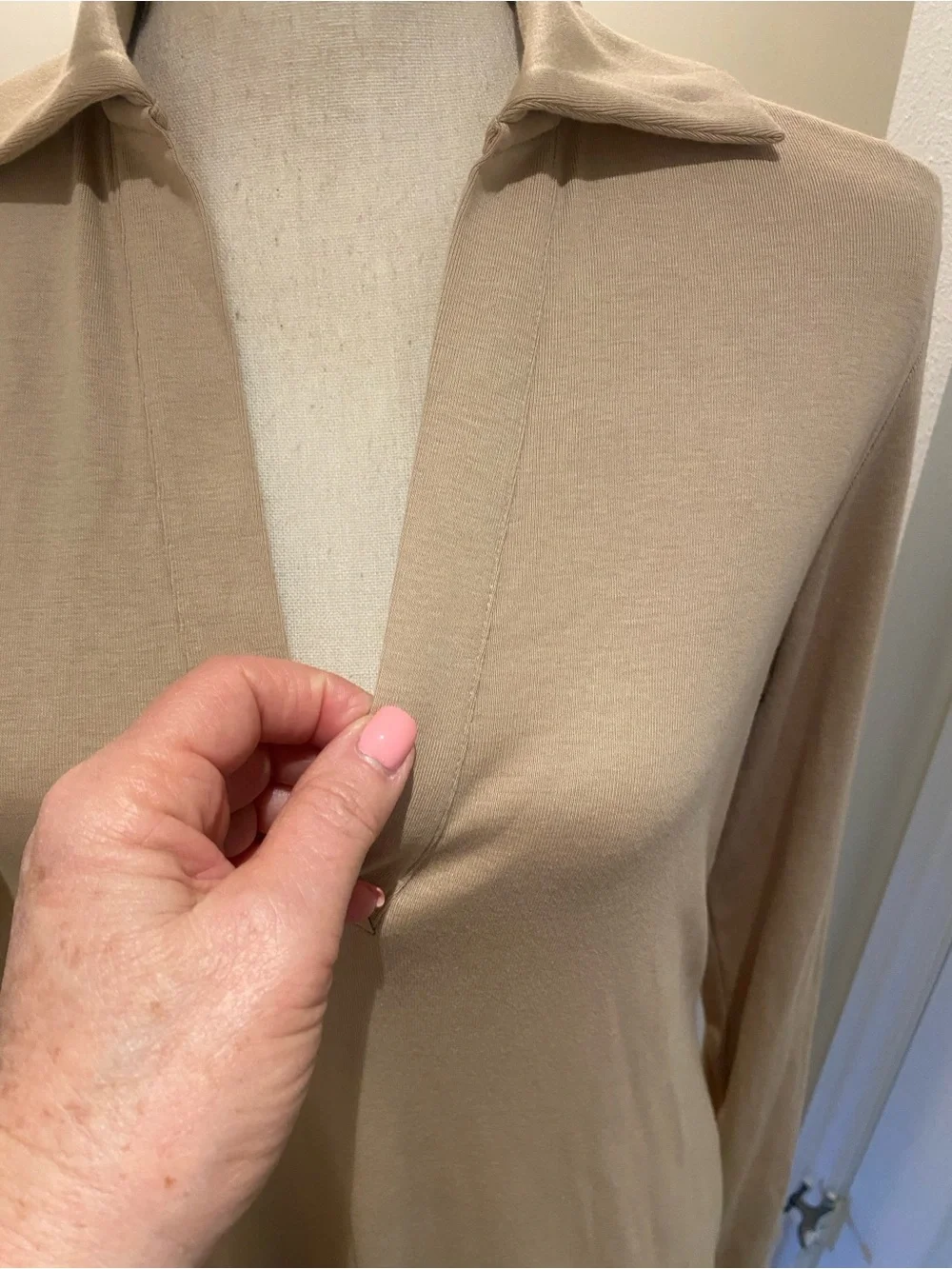 Vince Tan Long Sleeve Collared Polo Midi Long Shirt Dress NEW size medium - Picture 11 of 15